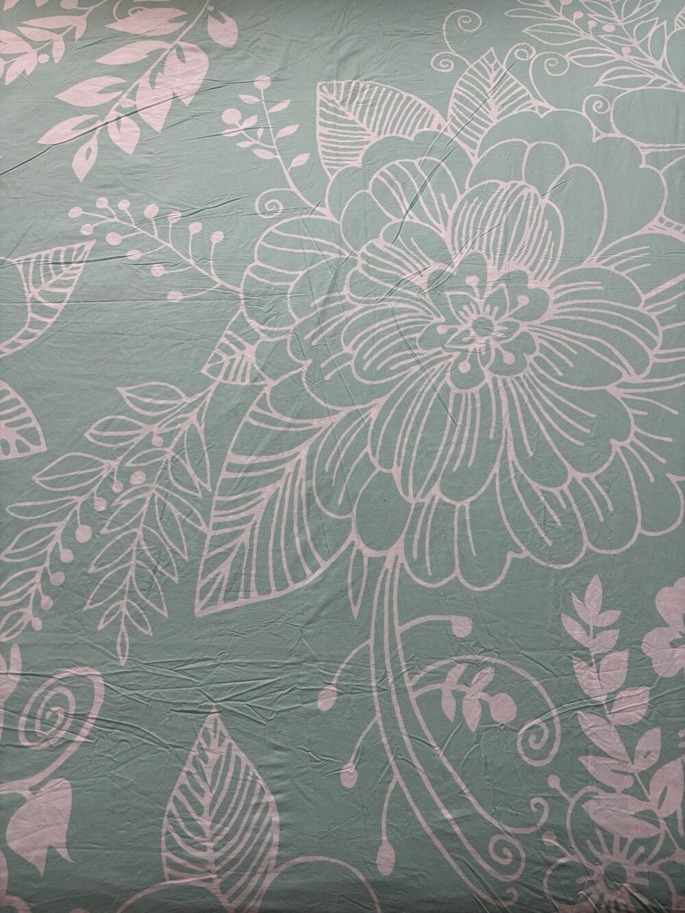 PBteen Full/Queen 100% Cotton Aqua/White Floral Duvet Cover Button Closure